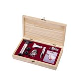 Kit Acessórios De Vinho + Caixa Madeira Premium Gourmet