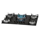 Cooktop Fischer 5 Bocas A Gás Com Mesa De Vidro Preto Tripla Chama Bivolt 1743(5733)