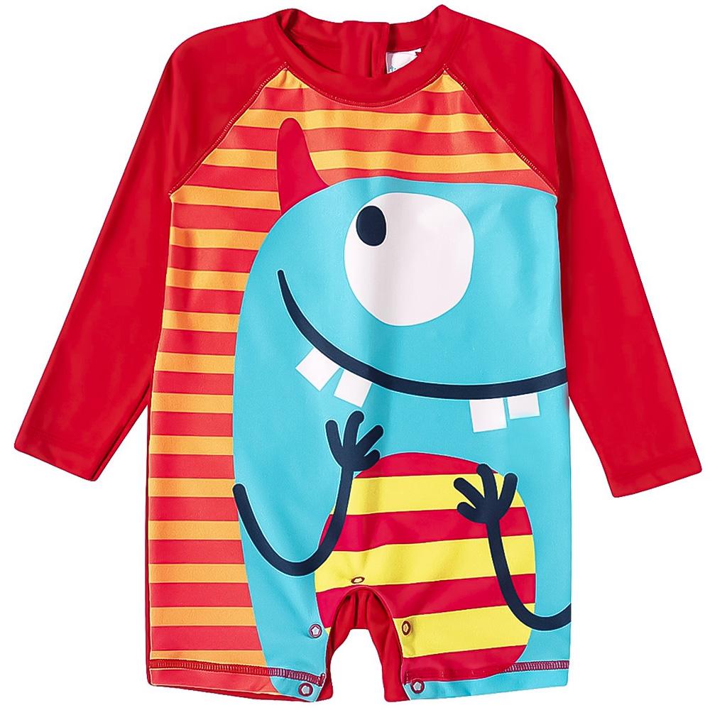 Macaquinho Praia Manga Longa Tip Top Monstrinhos Uv50+ 2025146 - Vermelho - 1t