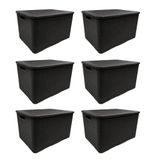 Kit 6 Caixas Organizadora Rattan 7 Litros Tampa Preta 25588
