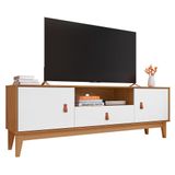 Rack Bancada Esmeralda Plus 160cm Cedro/branco Para Tv Até 60 - Casa D