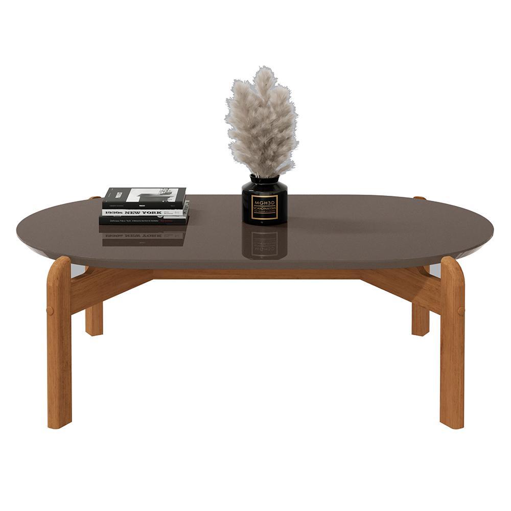 Mesa De Centro Lizz Oblonga Cinza Pérola/cedro - Casa D