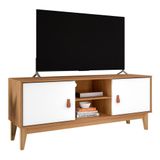 Rack Bancada Safira Plus 135cm Cedro/branco Para Tv Até 60 - Casa D