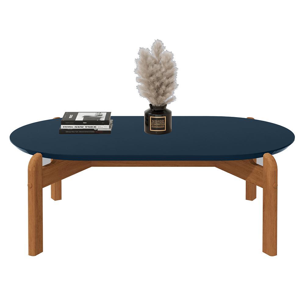Mesa De Centro Lizz Oblonga Azul Cobalto/cedro - Casa D