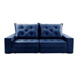 Sofá Retrátil E Reclinável 3 Lugares 230cm Ágata Suede Azul