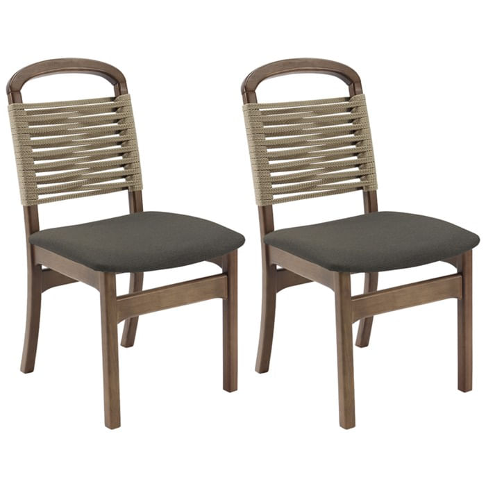 Kit 2 Cadeira Decorativa Vinil Corda Nautica Nude Pes Madeira Pinhao Nacc