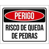 Placa Perigo Risco De Queda De Pedras 18x23