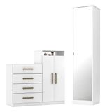 Cômoda Sapateira Áurea E Armário Multiuso Reflex 2 Branco - Demóbile