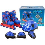 Patins Infantil 4 Rodas Menino 34-37 + Kit Proteção Premium