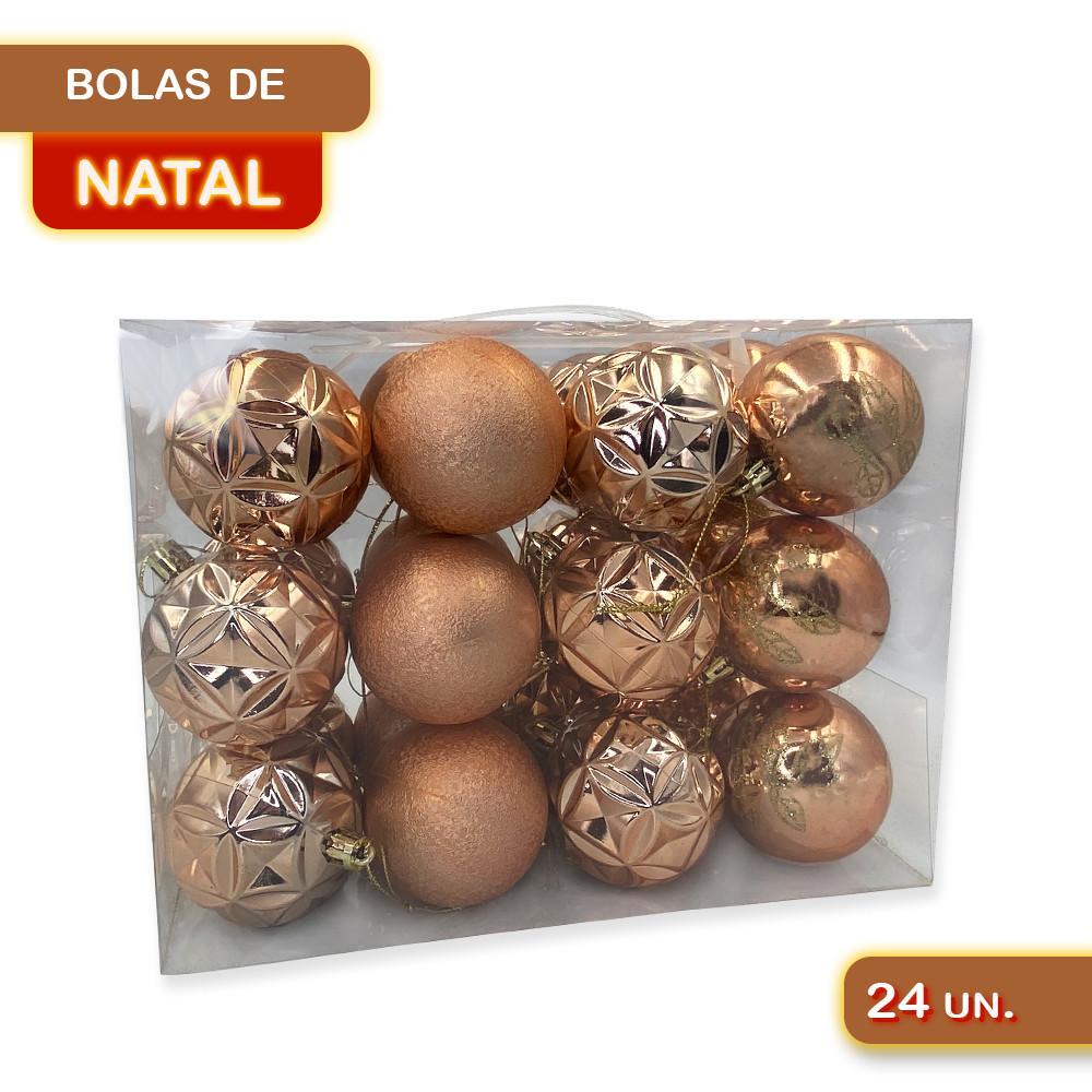 Kit 24 Unidades Enfeite Bolas Dourada Árvore Natal Decoração