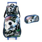 Kit Escolar Futebol - Mochila + Lancheira + Estojo 2024