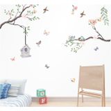 Adesivo De Parede Decorativo Galhos Borboletas E Pássaros