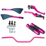 Kit Rosa Guidão 22mm Manopla Jupiter Retrovisor Manete Pcx