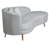 Chaise Longue Divã Emili Em Madeira De Reflorestamento 160cm Veludo Speciale Home Bege Marfim