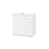 Gabinete De Banheiro C-pés 3386 S- Cuba 1 Porta E 3 Gavetas 60cm Cor Branco - Politorno
