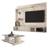 Estante Home Theater Suspenso Com Mesa De Centro Frizz Select Calacata Off White - Madetec