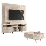 Estante Home Theater Daytona Com Mesa De Centro Indianápolis Calacata Off White - Madetec