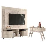 Estante Home Theater Daytona Com Aparador Estoril Calacata Off White - Madetec