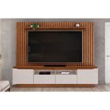 Home P/tv Até 70 Polegadas Petrus Ripado C/ Pés 240x190cm Freijó/off White - Dj Móveis