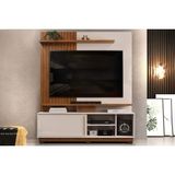 Home P/tv Até 55 Polegadas Athenas C/ Prateleira Nichos E Rodapé 150x179cm Freijó/off White - Dj Móveis