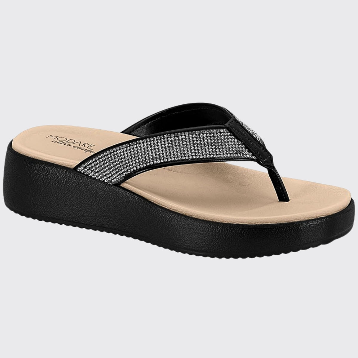 Chinelo Feminino Slide Plataforma Nuvem Strass Modare 7189.105.14710 - Preto - 37