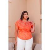 Blusa Feminina Plus Size Em Laise Bordado Com Regata