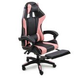 Cadeira Gamer Stillus Ergonômica Com Apoio Para Os Pés Preto E Rosa