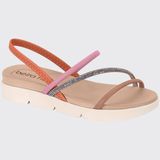 Sandália Conforto Feminina Slide Strass Brilhante Beira Rio 8387.530.26526 - Papaia/rosa/nude - 38