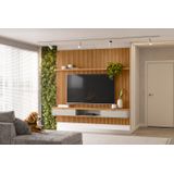 Painel Ripado Modular 1 Nicho 1 Prateleira Linea Brasil Nature/off White