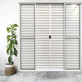 Porta Balcão De Alumínio 6 Folhas 210x 200cm Com Fechadura Linha Modular Branco