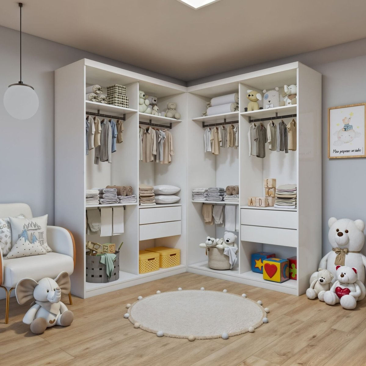 Closet Infantil Sem Portas 4 Gavetas Seraphina Branco