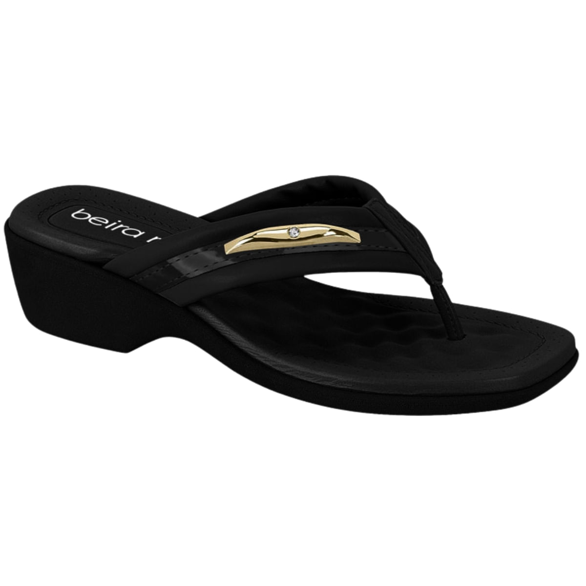 Tamanco Chinelo Feminino Anabela Conforto Beira Rio 8527.103.28129 - Preto - 35