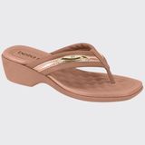 Tamanco Chinelo Feminino Anabela Conforto Beira Rio 8527.103.28129 - Nude/ouro Rosado - 39