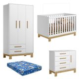 Quarto De Bebê Q Encanto Slim Branco Acetinado Com Colchão Ortobom - Qmovi