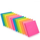 6 Notas Pegajosas De Cor Brilhante, 76 X 76 Mm, 100 Folhas/pad, Problema Pegajoso É Melhorado, 12 Almofadas