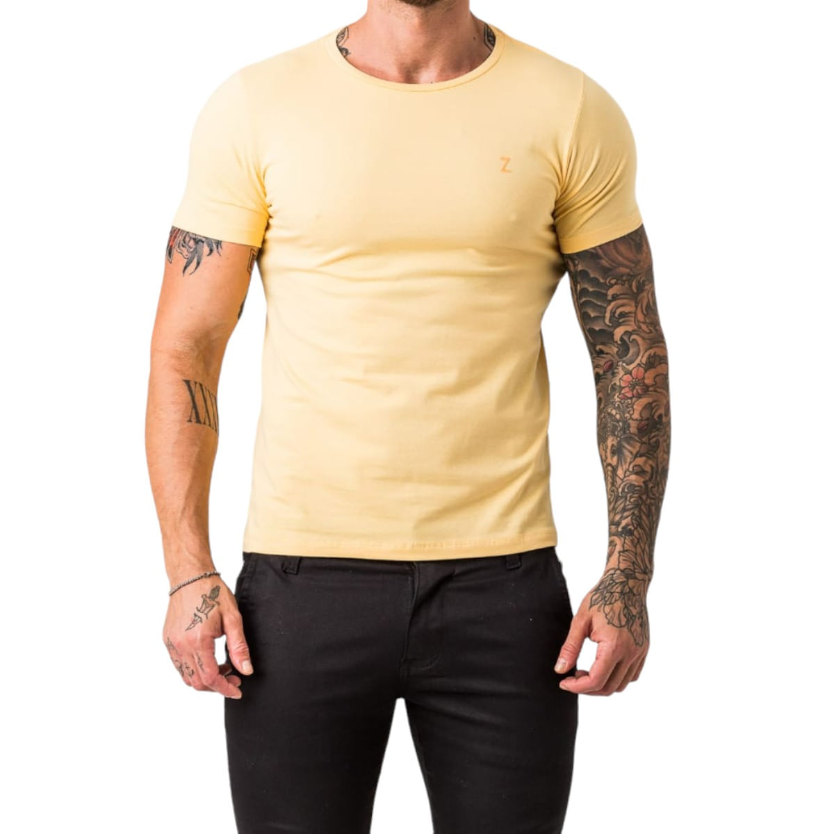 Camiseta Básica Masculina Laranja Slim Fit Zune