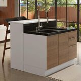 Ilha De Cozinha Com Bancada E Balcão 120 Cm Branco/rustic Stella Madesa Branco/rustic