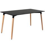 Mesa De Jantar Retangular Eames 80 X 140 Cm Preto + 4 Cadeiras Eiffel Dsw Nude