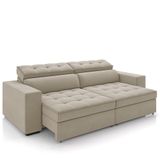 Sofá Retrátil Reclinável 3 Lugares 218cm Vick M22 Suede Bege Mpozenato