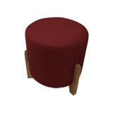 Puff Banqueta Decorativo Redondo Sala De Estar Thor Suede Vermelho Bordo