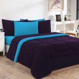 Edredom Malha 100% Algodão Gran Moratta 1 Peça Casal - Roxo -azul Turquesa