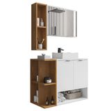 Gabinete De Banheiro Com Cuba E Espelheira Lizzi B02 Branco-naturalle