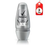 Kit C/03 Rexona S/ Perfume Desodorante Rollon Masculino 50ml