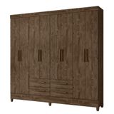 Guarda Roupa Florida Quarto Casal Com 8 Portas E 4 Gavetas Castanho Castanho