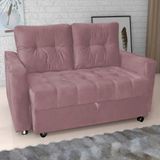 Sofá Cama Para Sala De Estar Remy Veludo Turkey Rosa