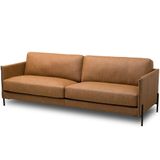 Sofá 3 Lugares Para Sala De Estar Living Industrial 210cm Amábile L06 Couro Camel - Lyam Decor