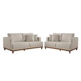 Conjunto Sofás 2 E 3 Lugares Estofados M-175 Veludo Martins Creme