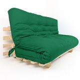 Sofa Cama Futon Oriental King Verde Bandeira Madeira Maciça Pinus Natural Sem Pintura