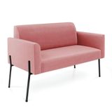 Sofá Namoradeira 2 Lugares Pé De Ferro Preto Marisa Suede D03 - D&#39;rossi Cor Rose