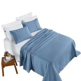 Kit Cobre Leito Colcha Nobre King 3 Peças Micropercal 200 Fios Matelado - Azul Serenity